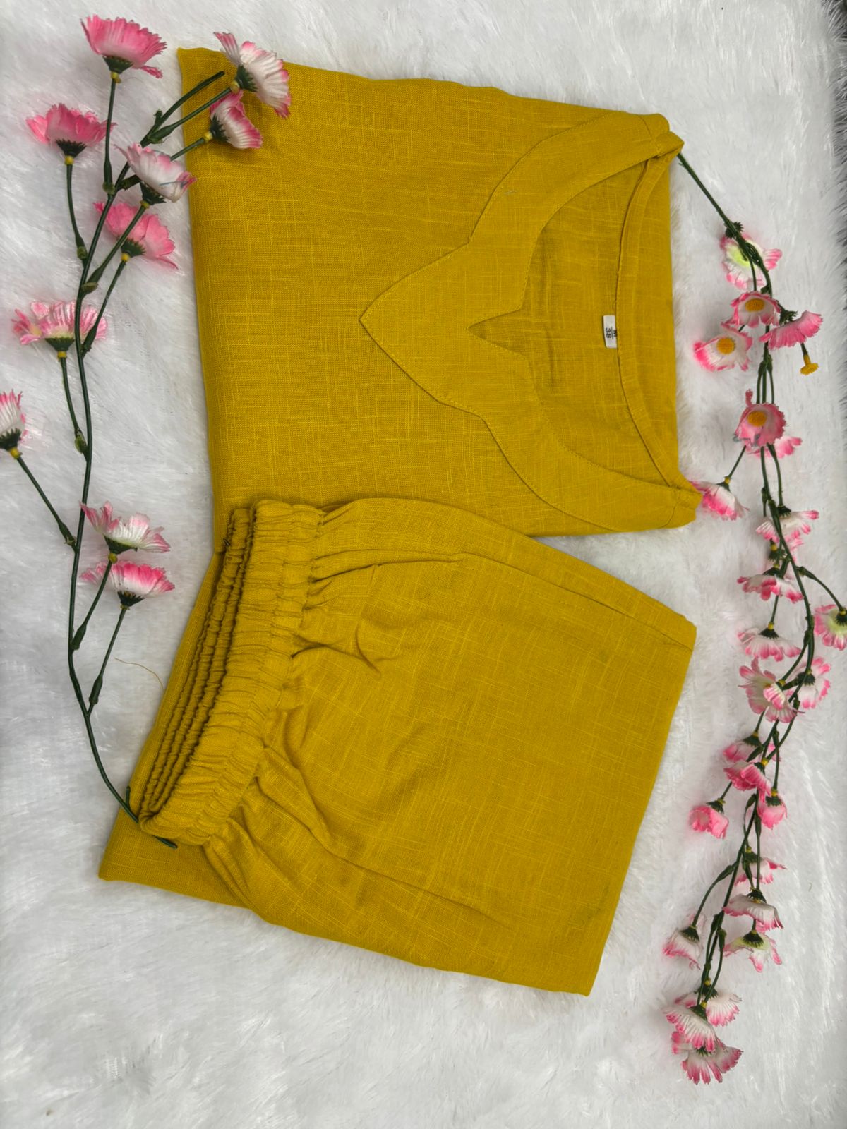 Yellow Cotton Casual Wear Co-ord Set