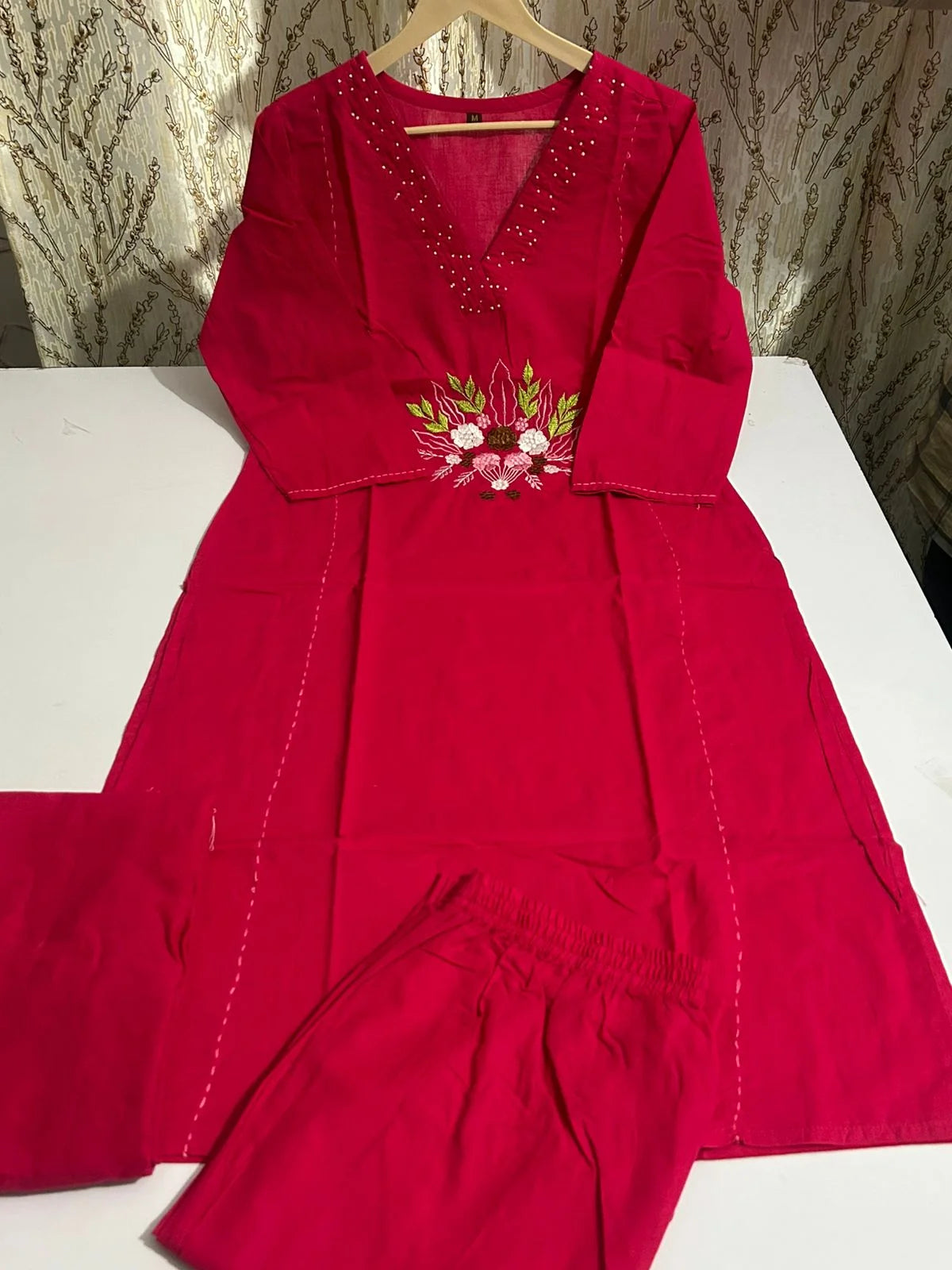 Vibrant Magenta Embroidered Kurta Set with Dupatta