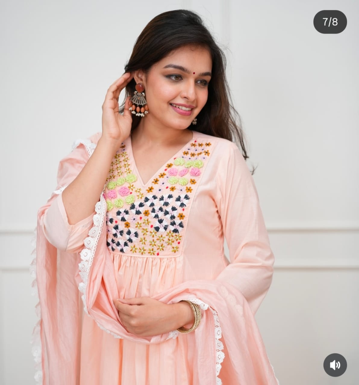 Peach Embroidered Anarkali Kurta Set