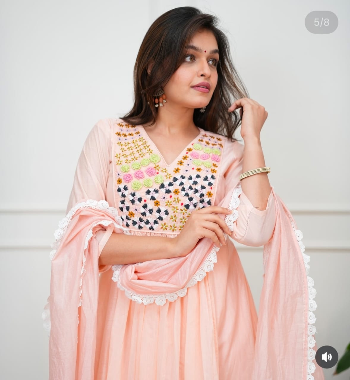 Peach Embroidered Anarkali Kurta Set