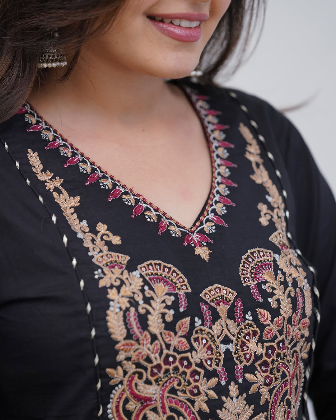 Elegant Black Embroidered Anarkali Suit with Dupatta