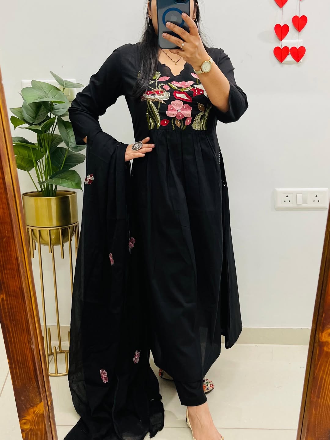 Black Embroidered Kurta Set with Dupatta – Festive Ethnic Wear